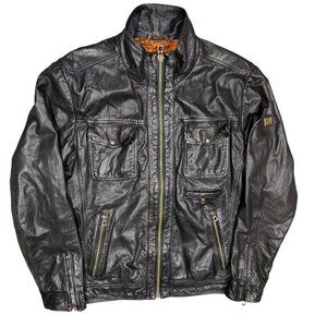 Hugo Boss Lamb Leather Jacket Motorcycle GR-Joetze Black Small